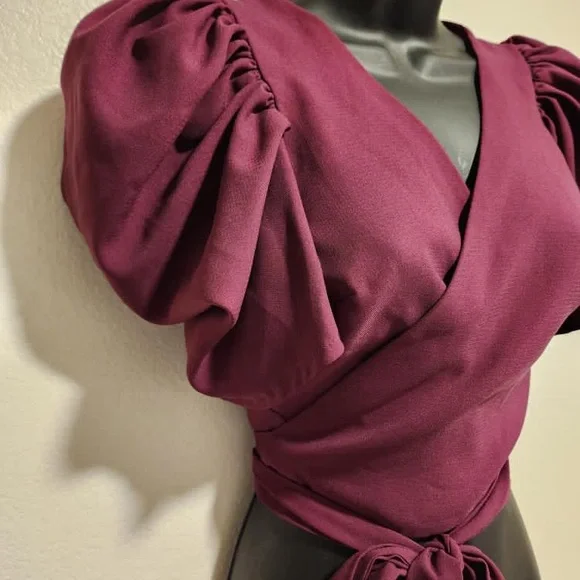 Wrap Blouse with Flutter Sleeves - Picture 2 of 16